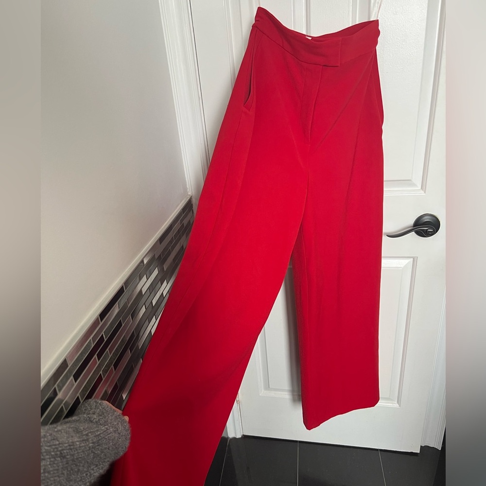 Red Wide Leg Trousers